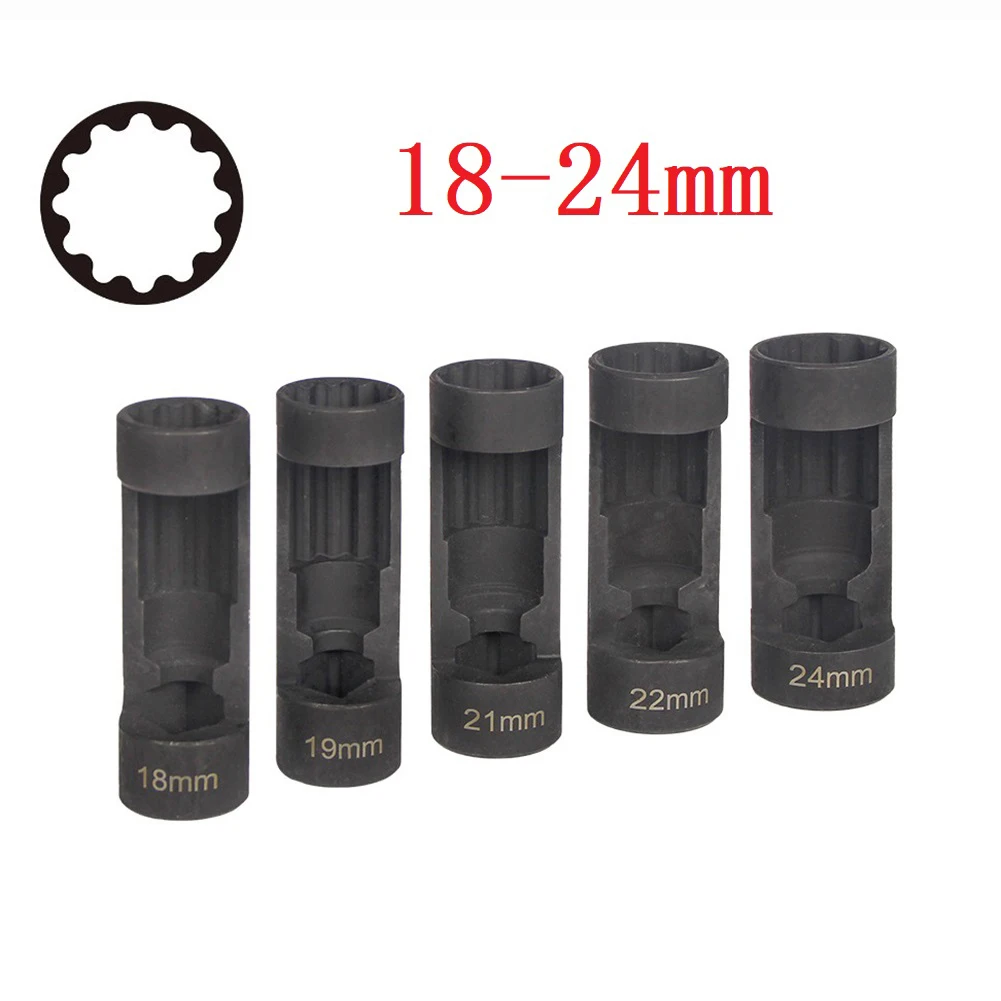 

5pcs 12 Point Suspension Strut Nut Socket Set 1/2in Drive Notch Sleeve Chrome Vanadium Steel Adapter For For Car Repair Tools