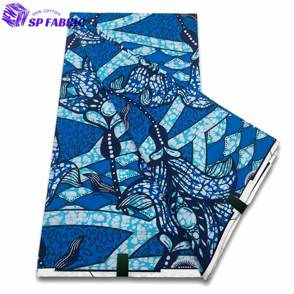 

African Wax Fabric 100% Original Super Fabric 6yards Nigerian Fabric Ankara Block Prints Batik Dutch Fabric For Wedding VL-123