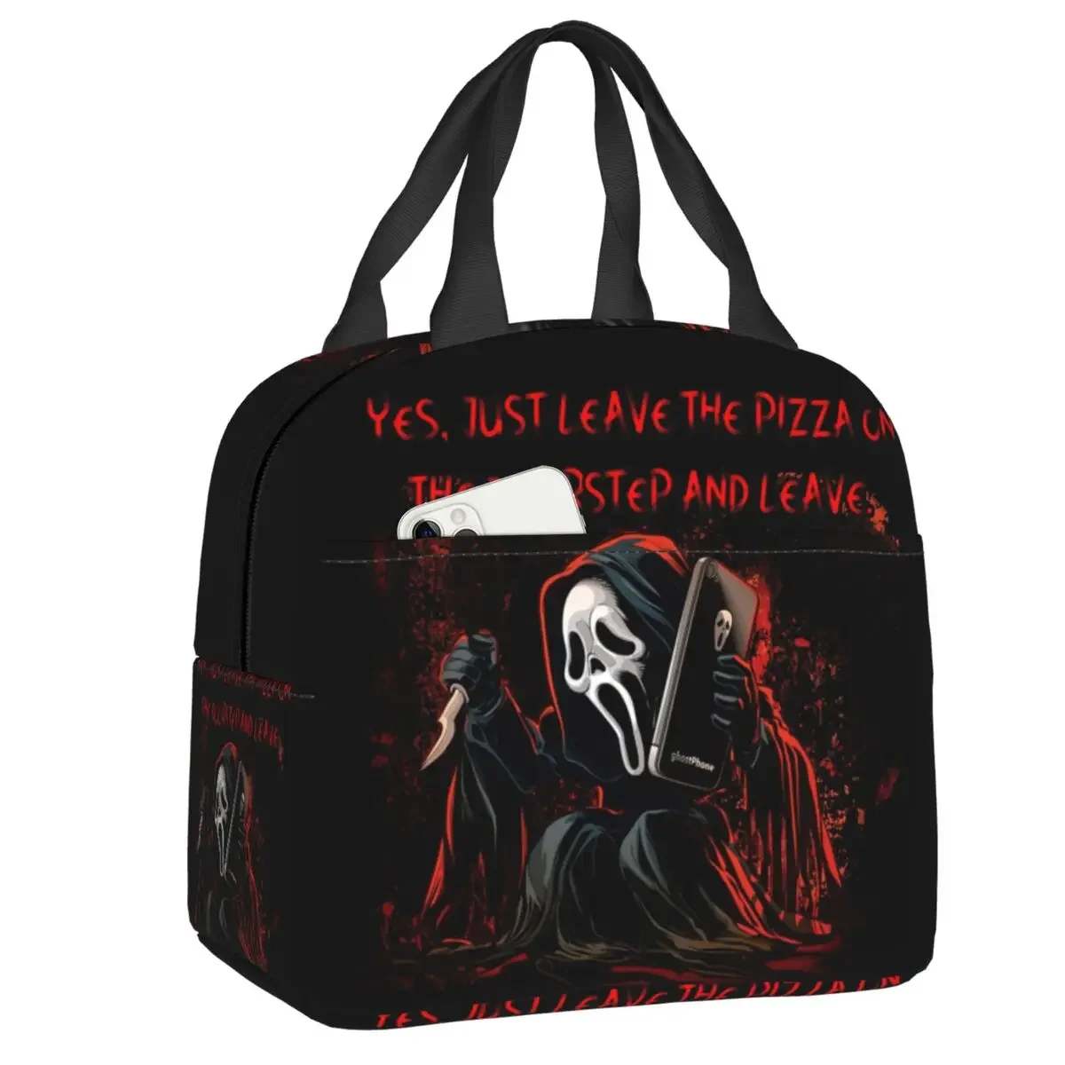

Custom Scream Halloween Movie Lunch Bag Men Women Thermal Cooler Insulated Lunch Box for Children School Thermal Bags