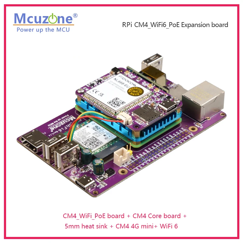 Placa de Expansão Cm4 _ Wifi6 _ Poe Pcie M.2 Intel Ax200 Ax210 Bluetooth Hdmi Csi1 Usb-c 4g Wi-fi6e Case Router - Imagem 2