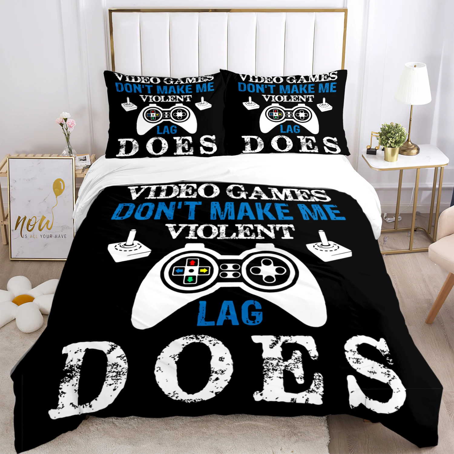 

Game Handle Art Print Three Piece Bedding Set Fashion Article Children or Adults for Beds Quilt Covers Pillowcases Bedding Set