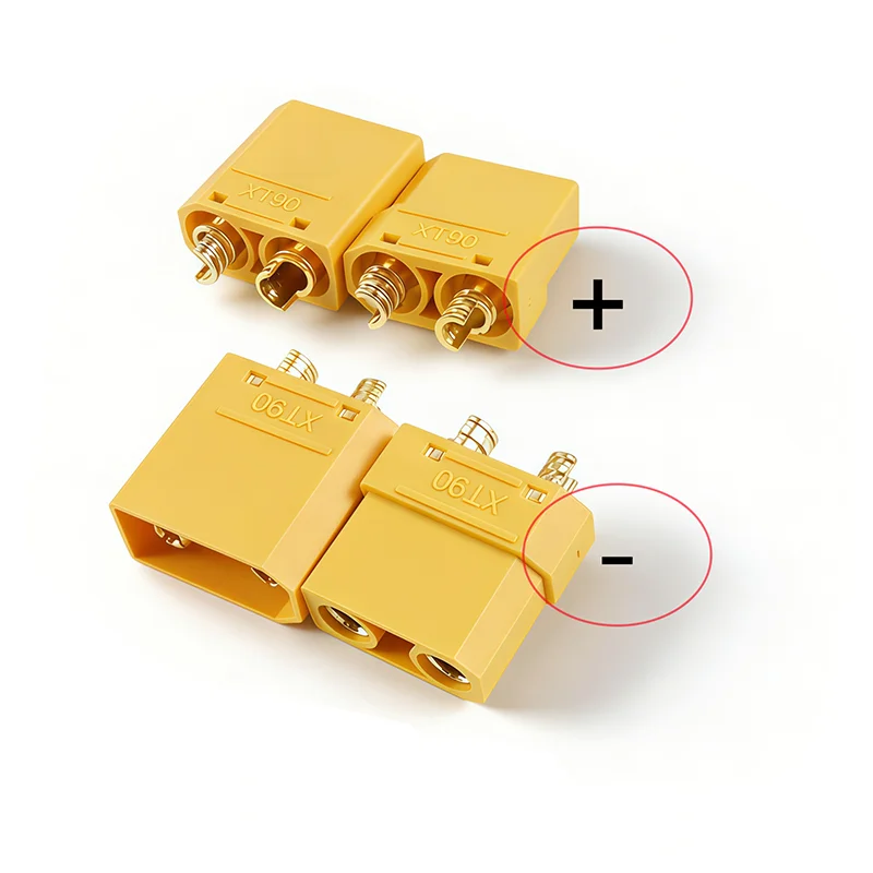 Vue d'ensemble du lot de 5 connecteurs XT90H pour batterie Lipo RC, mâles et femelles.