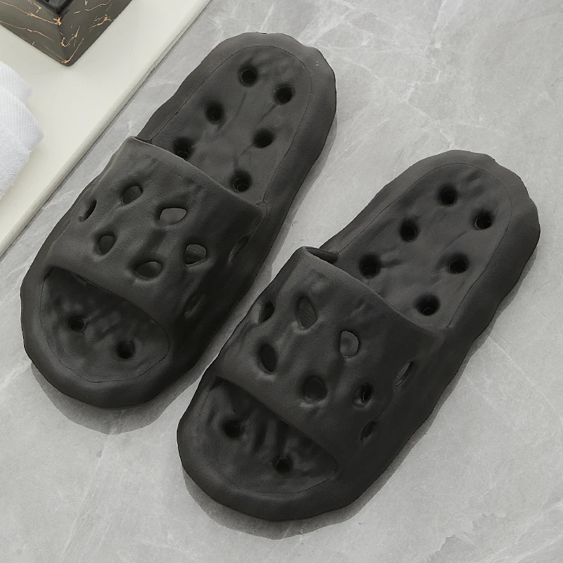 Hollow Out Bottom Bathroom Slippers Women Light Non-slip Soft Sole Home Slides Woman Solid Color Quick-drying Pool Flip Flops — view 5