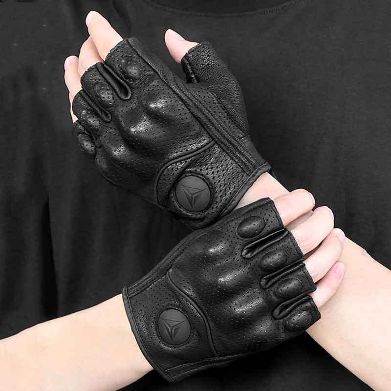 

For BMW Motorcycle Gloves Leather Comfortable Breathable Half Finger Gloves Cross Country Race Outdoor Gloves Car Gloves