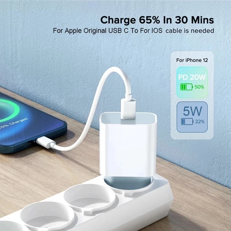 รูปสินค้า สายชาร์จ PD 20W พร้อมปลั๊ก EU สำหรับ iPhone & iPad