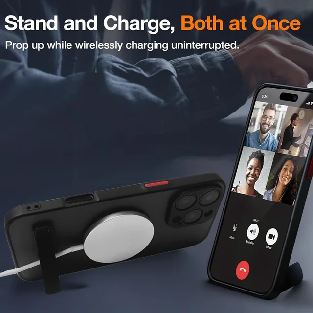 UYUXIO Magnetic Mobile Phone Case with Stand for iPhone 16 Pro Max 15 14 Plus 13 12 Mini 11 Translucent Cover with Kickstand 3