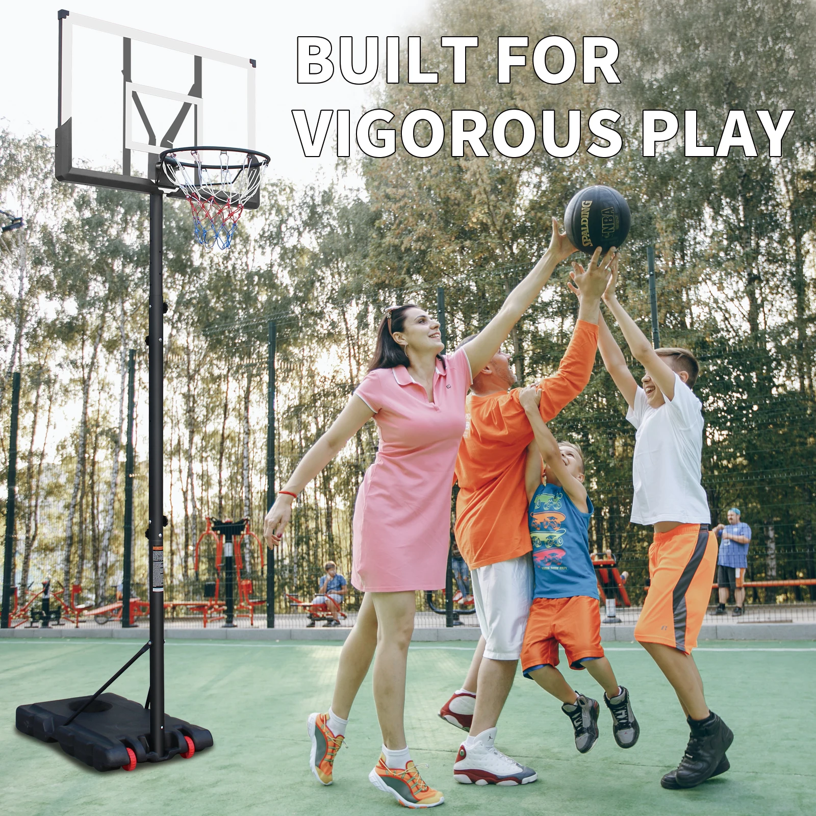 Basketballkorb für den Außenbereich, höhenverstellbar von 173,74 bis 304,8 cm, geeignet für Kinder und Erwachsene, mit rostfreier Beschichtung – Detail 8