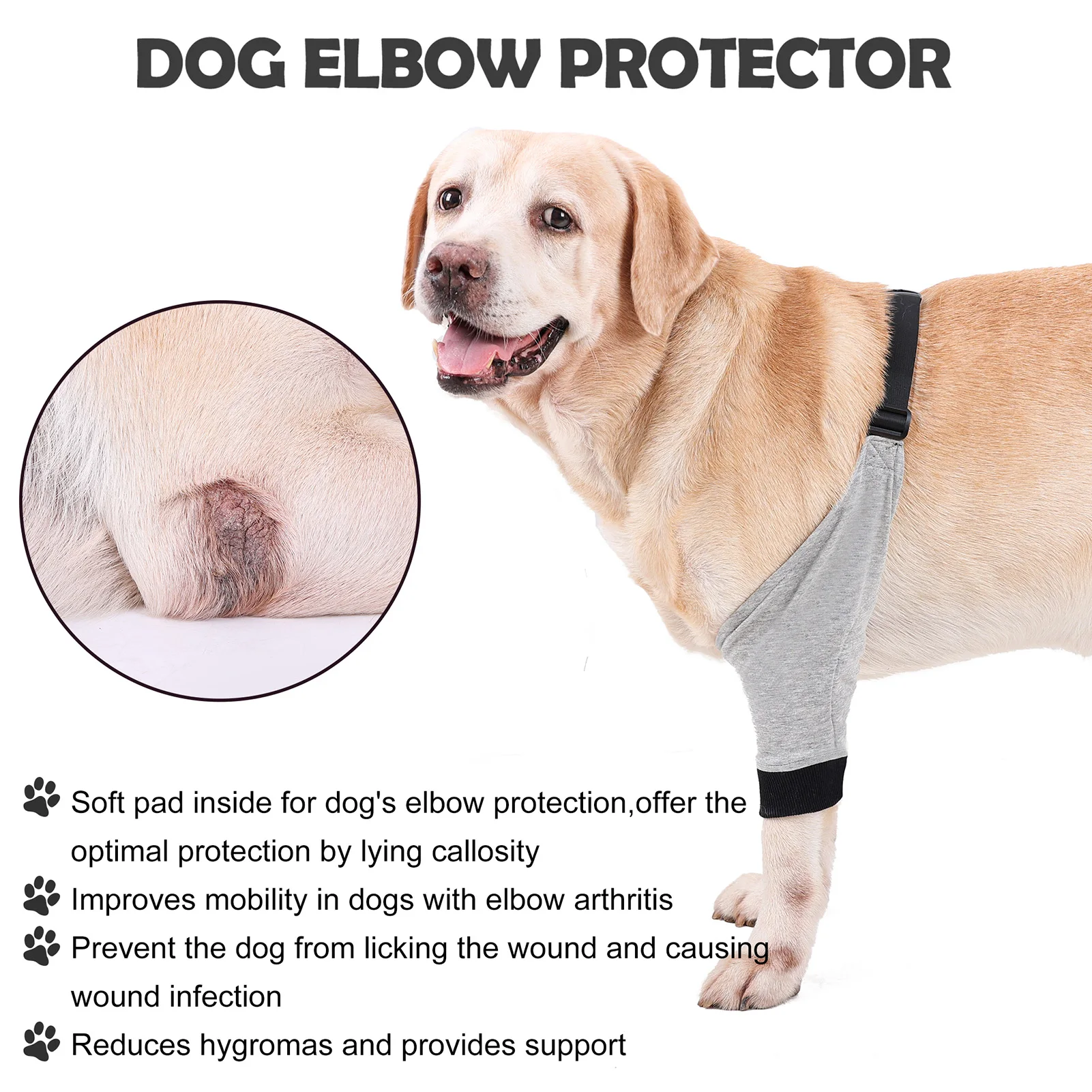Protège-coude pour chien, manchon de jambe avant, coussinets
