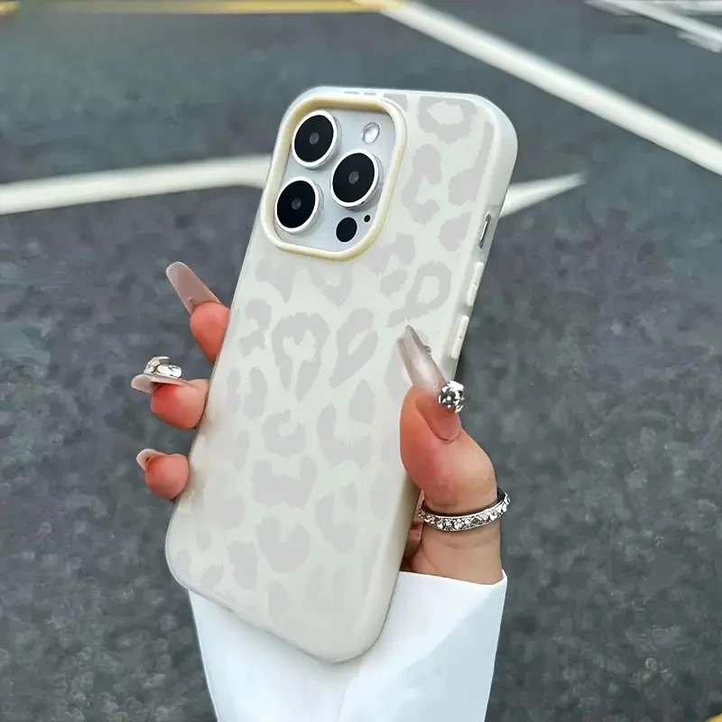 Gray Leopard Print Jelly Color Shockproof Transparent Phone Case