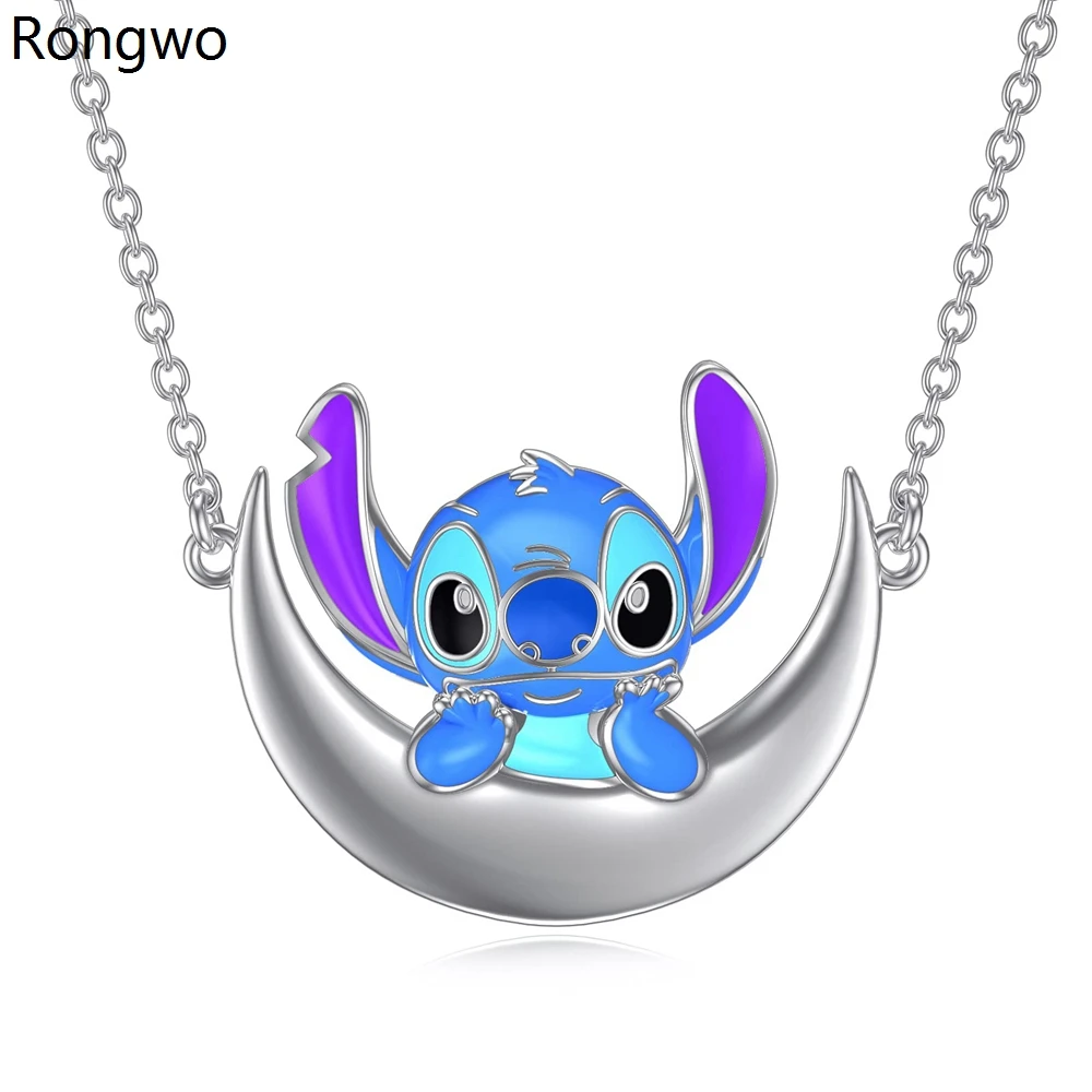 Подвеска с Луной Rongwo Stitch ожерелье серебряного цвета полумесяцем искусственные
