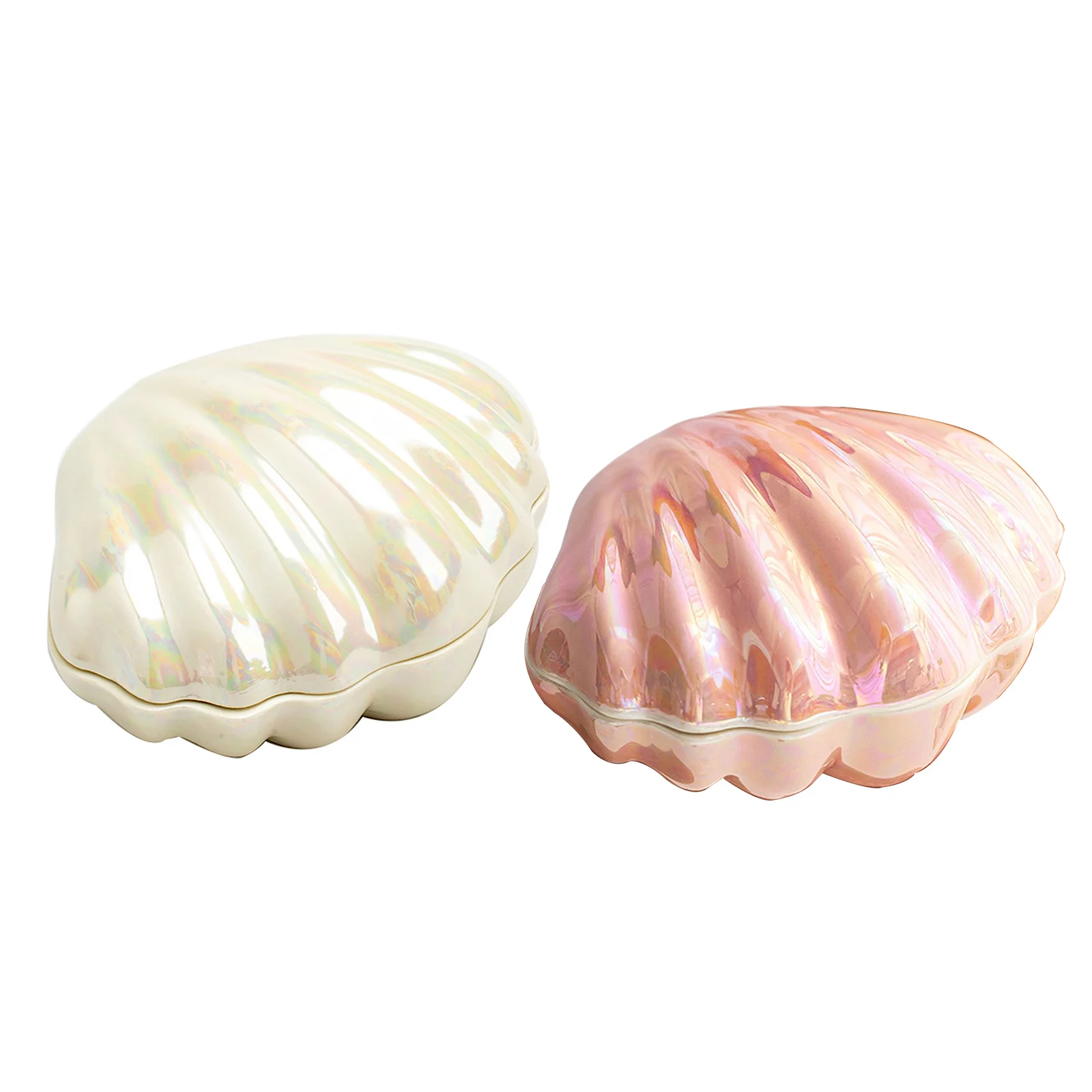 Ceramic Seashell Jewelry Storage Box Trinket Box Collectible Fashion Creative for Desktop Dresser Living Room Home Ornaments