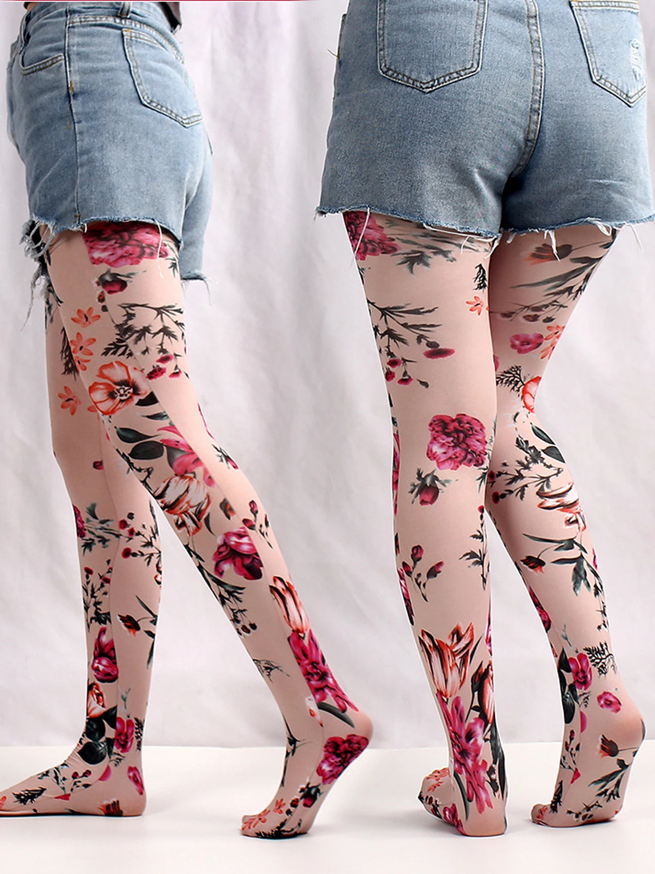 Graffiti bedruckte Strumpfhose für Frauen Tarnung Gitter nahtlose Strumpfhosen weibliche sexy Stretch lange Socken mehrfarbige Strümpfe neu – Detail 6