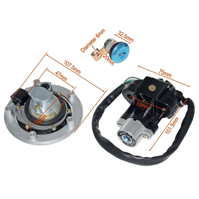 For Suzuki GSXR 600 750 GSX650 1250 Motorcycle Ignition Switch Assembly Fuel Tank Cover Lock Gas Cap Engine Hook Loc