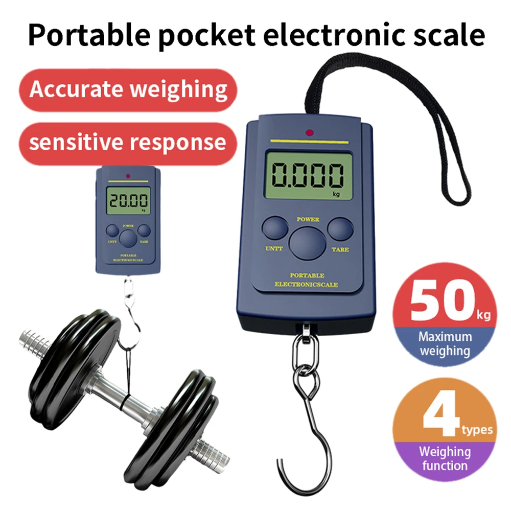 

50KG/10G Mini Digital No Backlight Electronic Scale for Fishing Luggage Travel Weighting Steelyard Hanging Electronic Hook Scale