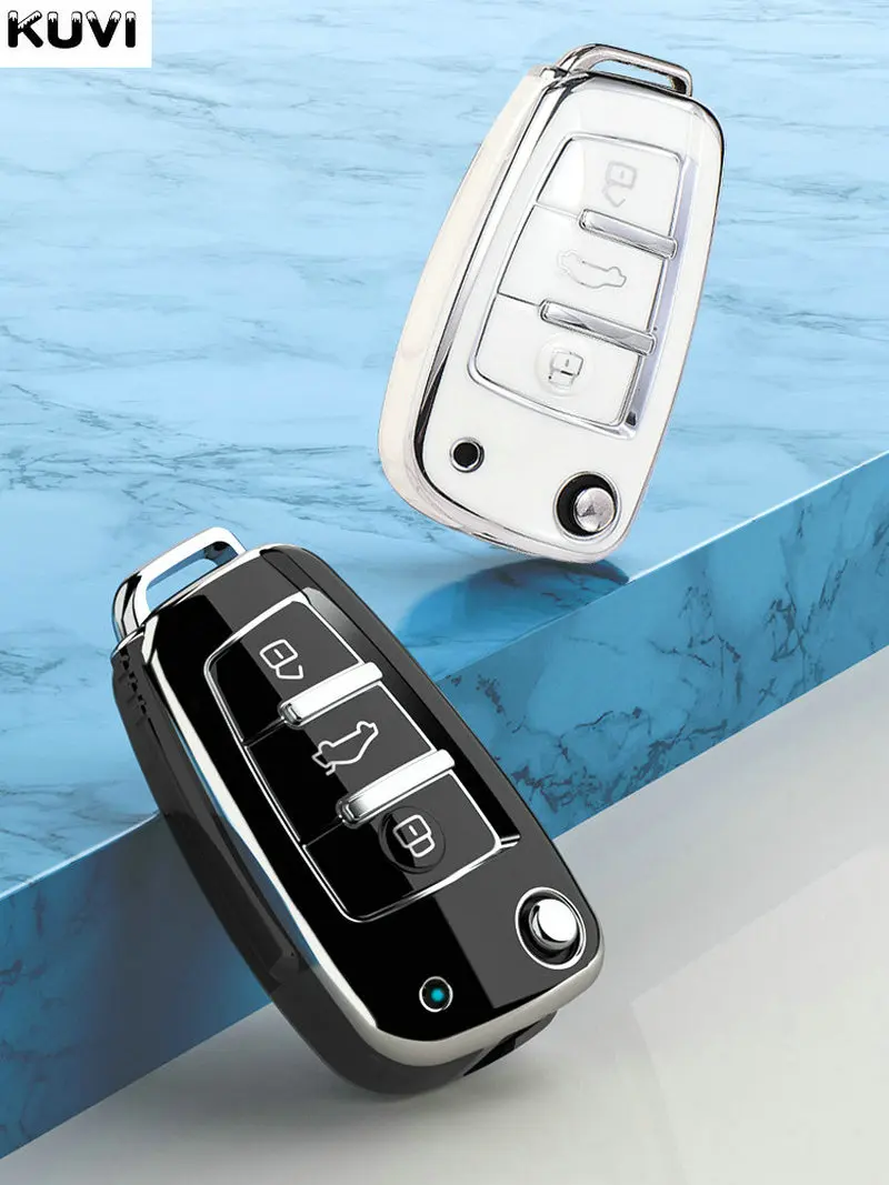 Plating TPU Car Key Case Cover Shell Fob For Audi A1 A3 8P A4 A5 A6 C7 A7 S3 S7 S8 R8 Q2 Q3 Q5 Q7 Q8 SQ5 TT RS3 RS6 Accessories key case,key case cover,car key shell,remote control case cover