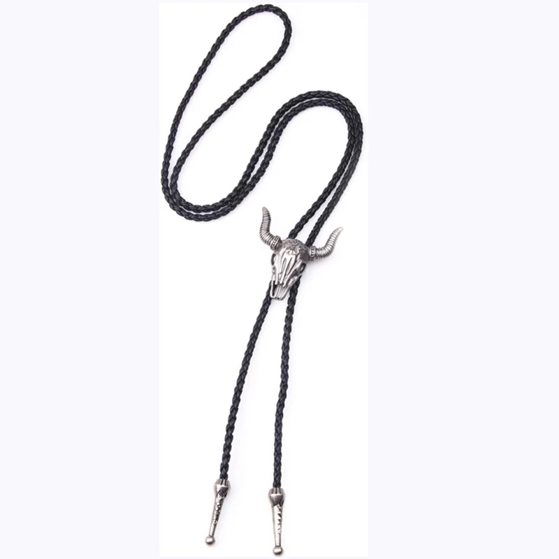Herren Leder Halskette, verstellbare Vintage Bolo Krawatte für Männer, Unisex Wild West Thema Cowboy Accessoires Seils chnur Anhänger Halskette