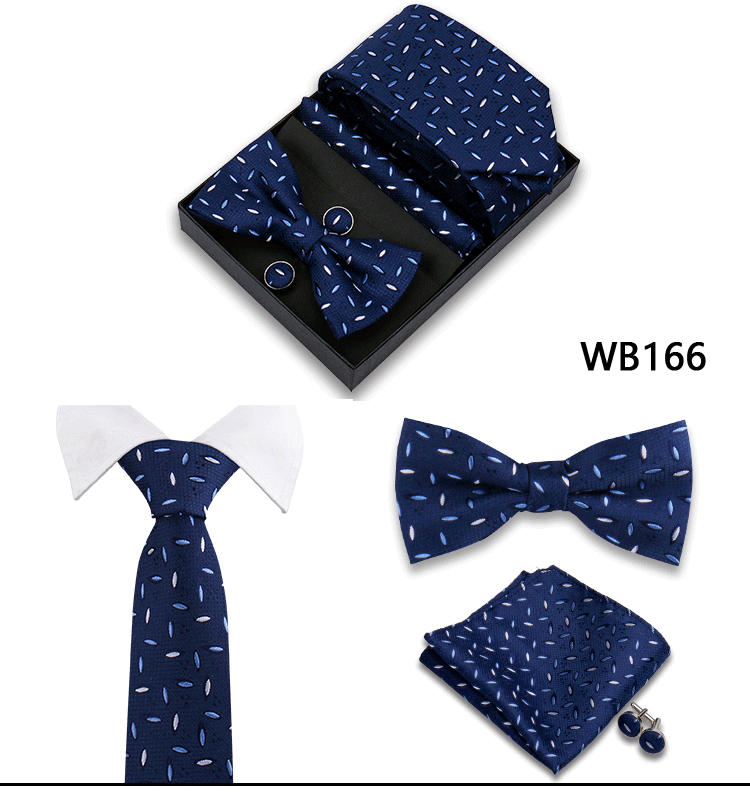 Herren-Krawatte in Geschenkbox, Fliege und Einstecktuch, Manschettenknöpfe-Set für Männer, Hochzeit, Business, formeller Anzug, individuelle Krawatte, Gravata-Geschenkset – Detail 6