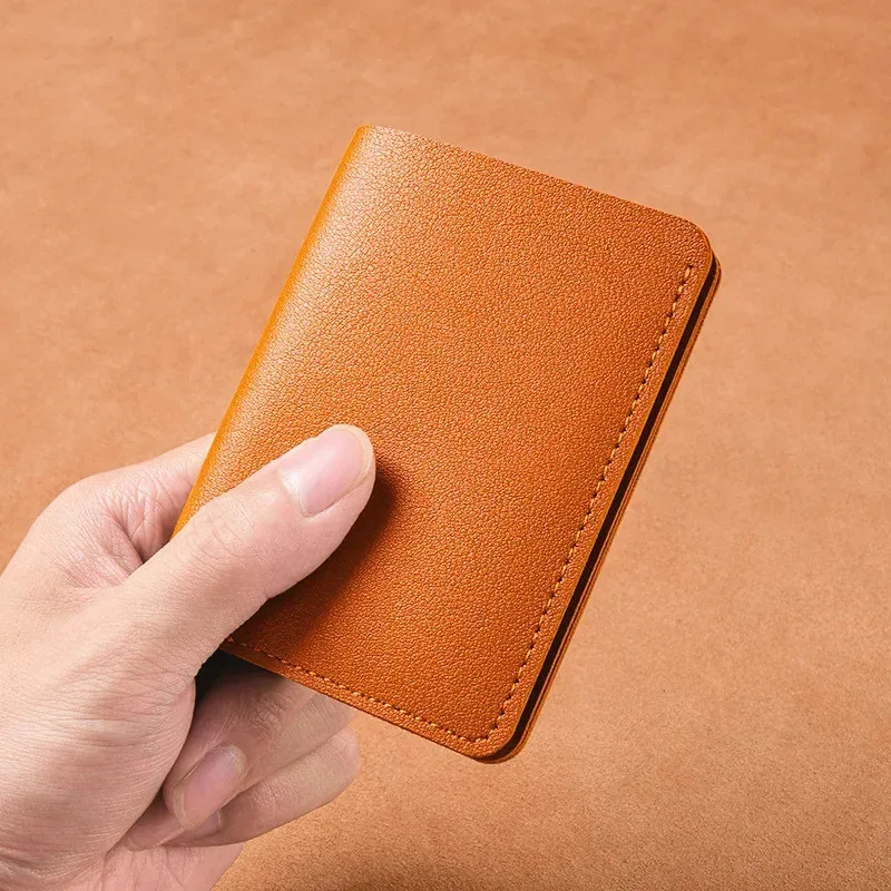 2025 Women's New Simplified Folding Button Small Wallet Soft Leather for Driver's License Male Student Card Bag