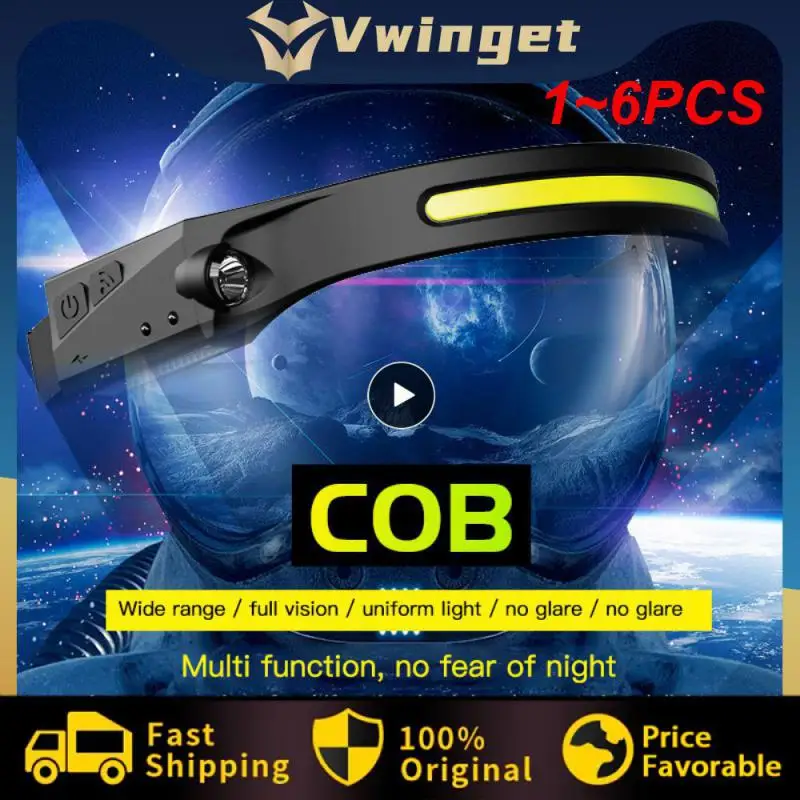 

Головной фонарь с 1-6 датчиками, монолитный блок светодиодов, Головной фонарь, USB Перезаряжаемый Головной фонарь IPX4, водонепроницаемый Головной фонарь со встроенным