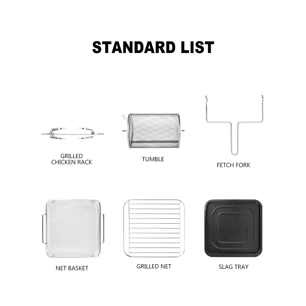 Air fryer household multifunctional fries machine large capacity 12L visual oven intelligent oil-free electric fryer