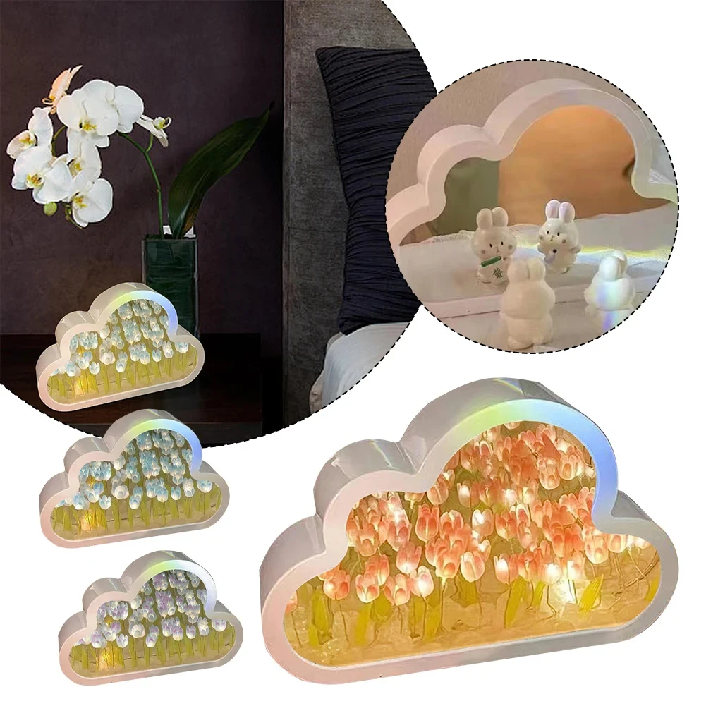 Description Picture 4 of itemDIY Cloud Tulip LED Night Light Mirror Table Lamps Bedroom Ornaments Decoration Mirror Table Lamps Bedside Handmade Gift