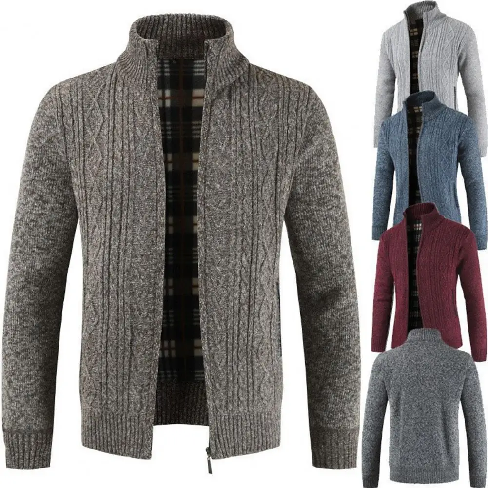 

Autumn Winter Warm Cardigan Men Zipper Sweaters Knitted Sweater Coats Slim Fit Knitted Sweatercoat Thick Cardigan Sweater Coat