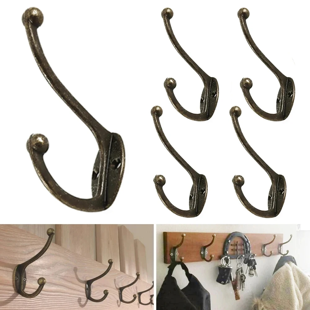 Bronze Double Coat Hooks Wall Mounted Heavy Duty