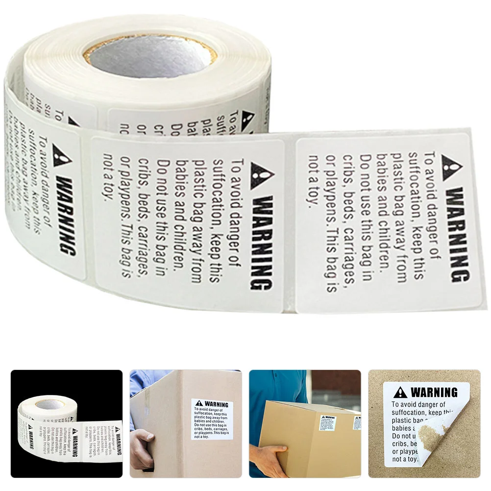 

Packing Labels Self-adhesive Blank Gift Cards Paper Warning Stickers Suffocation