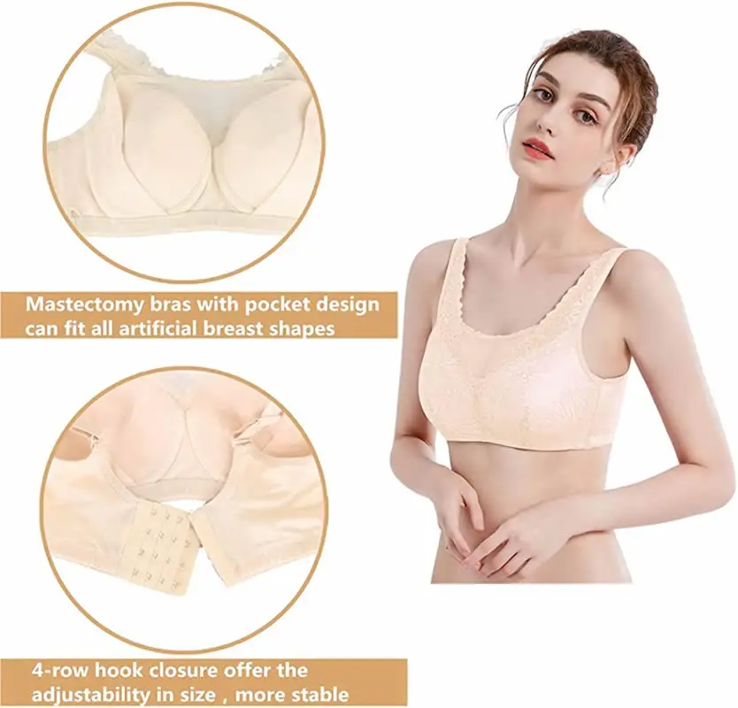 Women Post Surgery Bra Front Closure Mastectomy Bras Comfort Cotton Full  Coverage Pocket Bra Lace Wireless Bra For Breast Cancer - Functional  Underwear - AliExpress