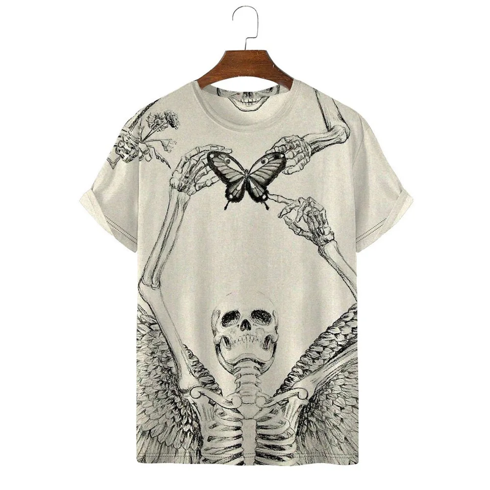 

HXFashion Men's T-shirts Butterfly Skull 3D Printed Tees Street Casual Hip Hop Tops Harajuku Shirts Dropshipping