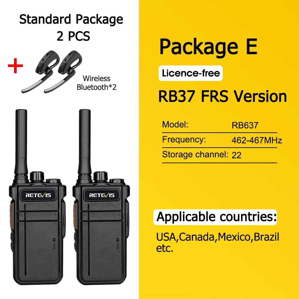 Retevis Walkie Talkie Bluetooth-Compatible RB637 PTT PMR446 FRS Two-way Radio Portable Radio Walkie-talkies for Hotel Restaurant hunting walkie talkies Walkie Talkie