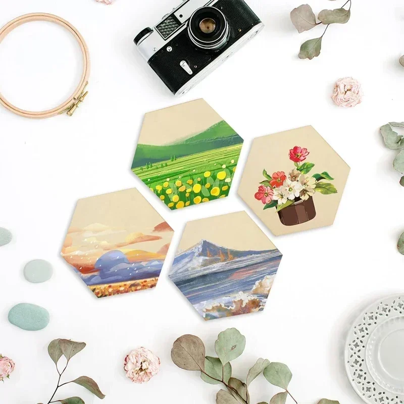 1-3cm 빈 나무 육각형 조각, DIY 공예, 그림, 염색, 코스터 만들기, 가정 장식을 위한 미완성 육각형 나무 조각