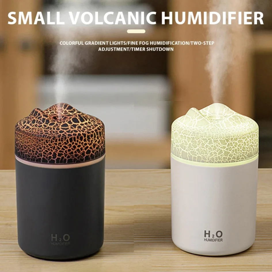 USB-Powered Volcano-Style Humidifier with RGB Lights for Car, Home, and Desktop - Ultra-Quiet Operation