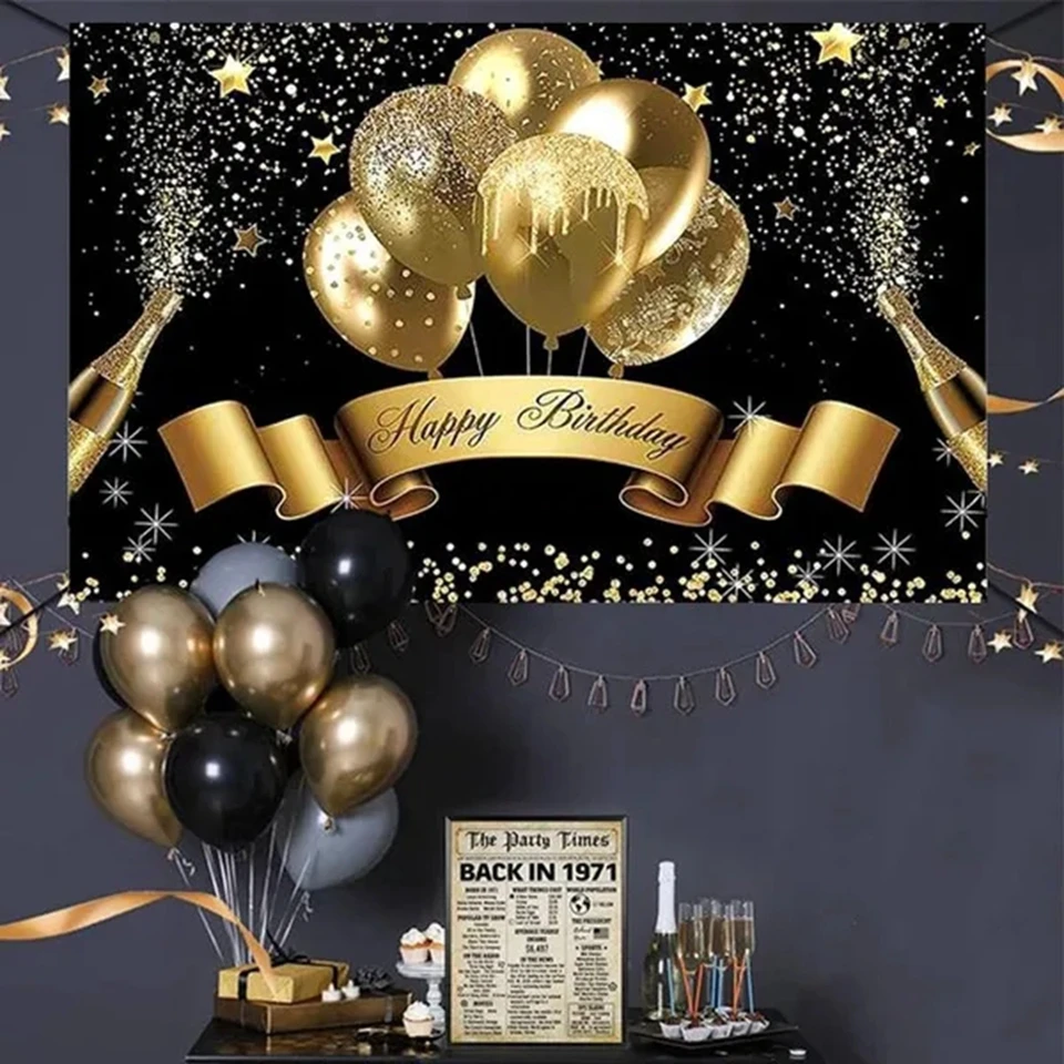 Banner Personalizzato Per Compleanno – Striscione Con Foto, Per Interni/Esterni, Oro, Per Adulti/Bambini