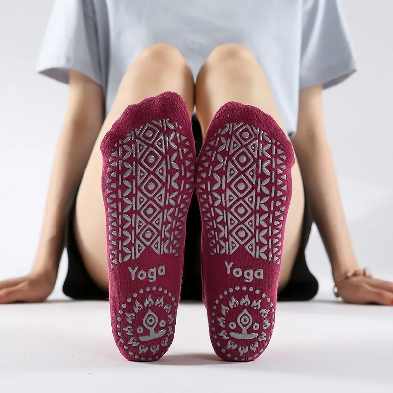 3 Pair Yoga Socks for Women Non-Slip Grips Straps Bandage Cotton Sock Ideal  for Pilates Pure Barre Ballet Dance Barefoot Workout