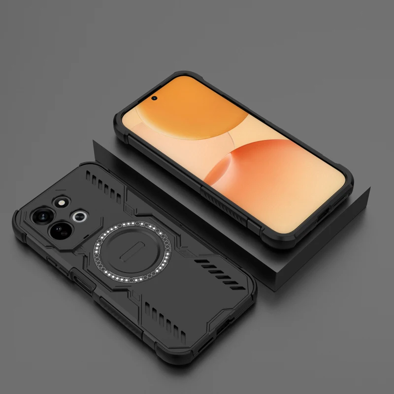ELVEV Magnetic Wing Shield Case - Hard PC + Soft TPU Wireless Charging Phone Cover