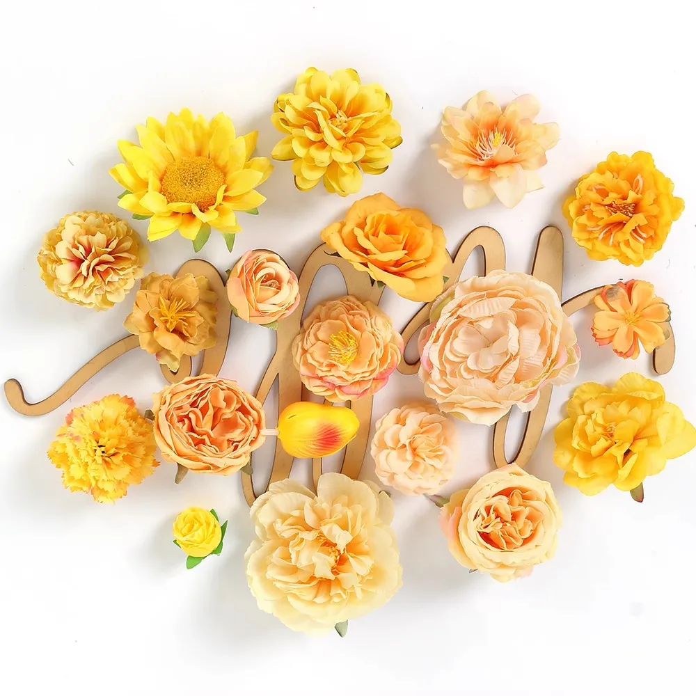 Gelb orange künstliche Blumen Herbst gefälschte Blumen für Haupt zimmer Dekor Garten Hochzeit Dekoration Blumenstrauß Kranz Geschenk zubehör
