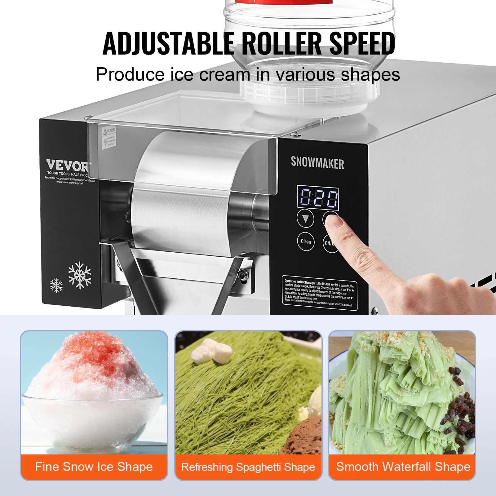 Succebuy Commercial Snowflake Ice Machine Stainless Steel Air Cooling System&Rapid Heat Dissipation for Bakery Cafe 2