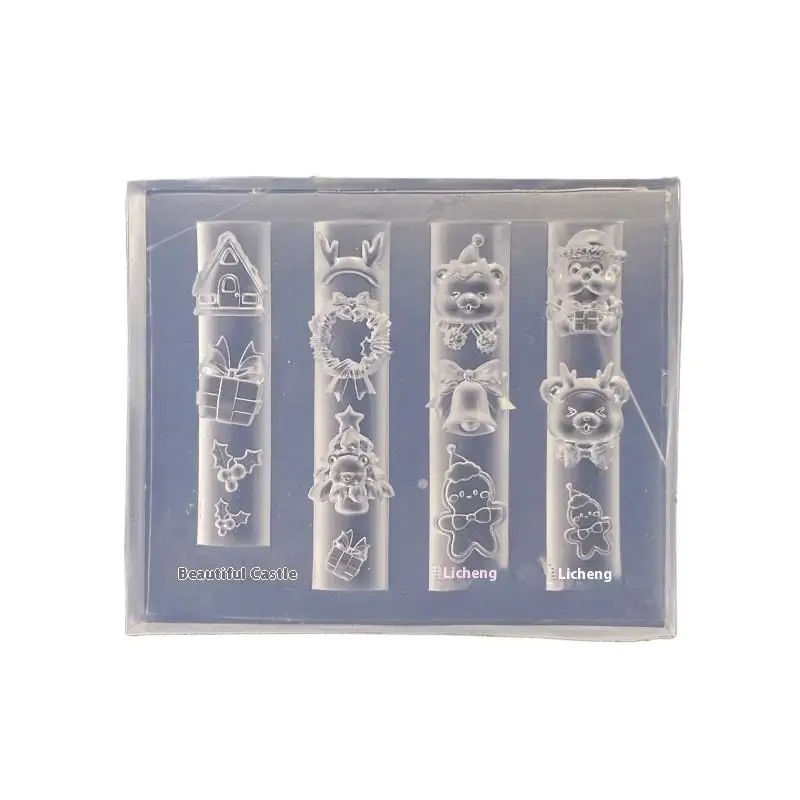 1Pc 크리스마스 눈사람 크리스마스 트리 3d 네일 몰드 산타 클로스 네일 장식 Diy 디자인 실리콘 매니큐어 몰드 네일 아트 참