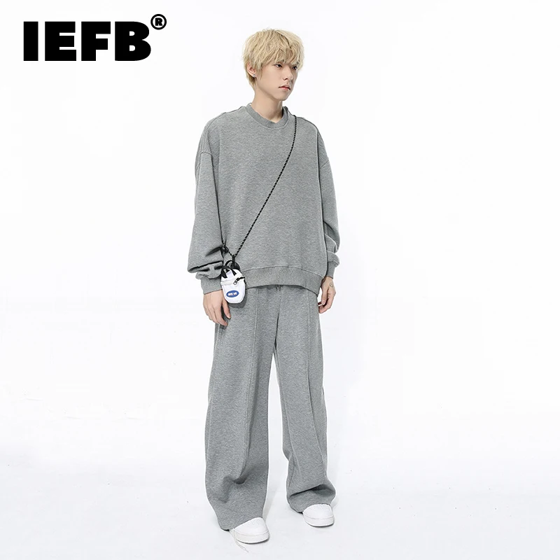 

Комплект из двух предметов IEFB, Новые повседневные модные спортивные брюки, костюм из двух предметов, Топ с длинным рукавом и круглым вырезом, прямые брюки, корейский стиль 9C52100