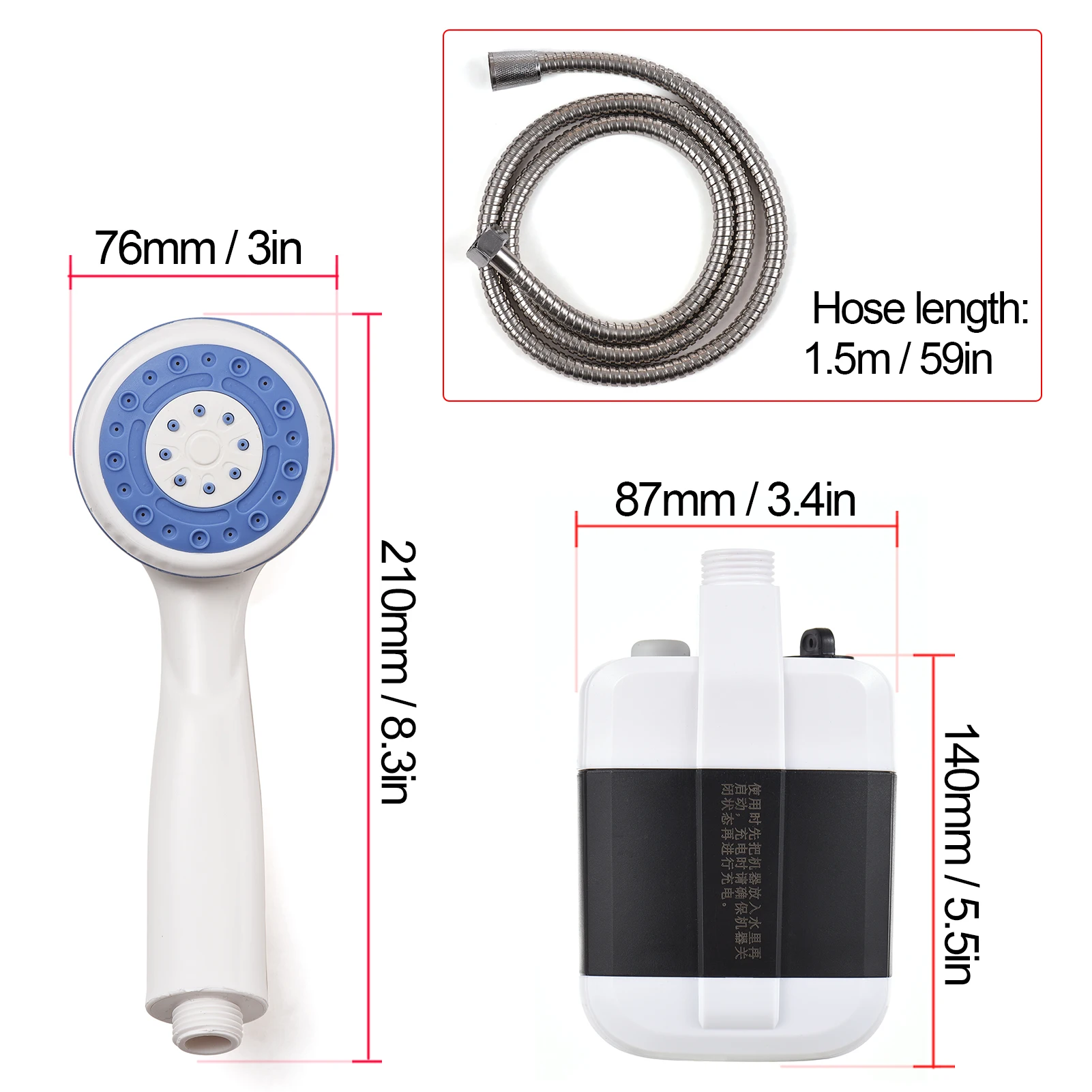 Rechargeable Shower Portable Camping Shower Head Bathing 3.7V Pump 4.9ft  for Outdoor Travel Hiking Beach Pet Cleaning Equipment - AliExpress