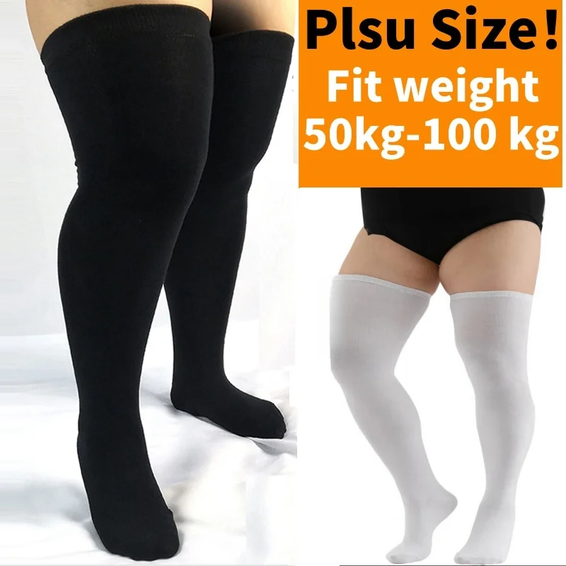 

Japanese Style Women's Plus Size Long Socks Thick Black Socks Thigh High Over The Knee Stockings Large Size Elastic Solid Sock