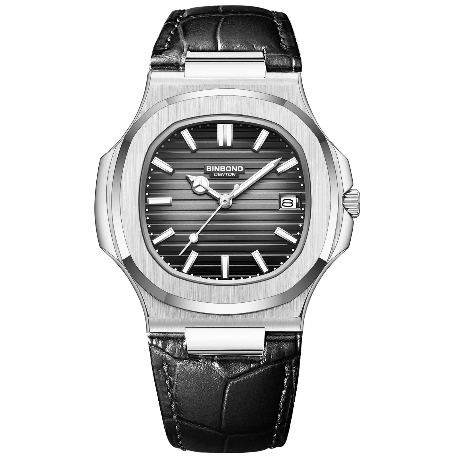 BINBOND Nuovi orologi al quarzo da uomo d'affari Cinturino in pelle di moda Sport impermeabili Casual Data automatica Orologi da uomo quadrati di lusso  1511