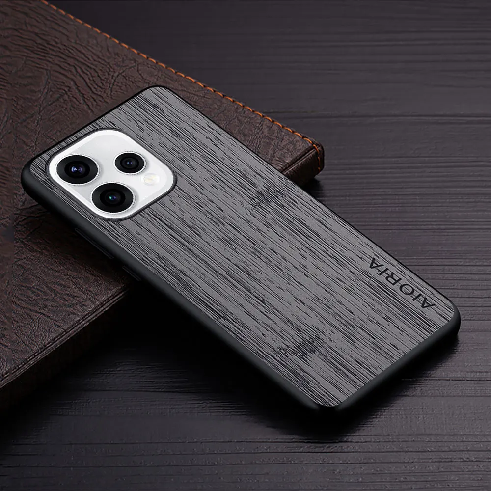 Wood Grain PU Leather Phone Case - Premium Cover