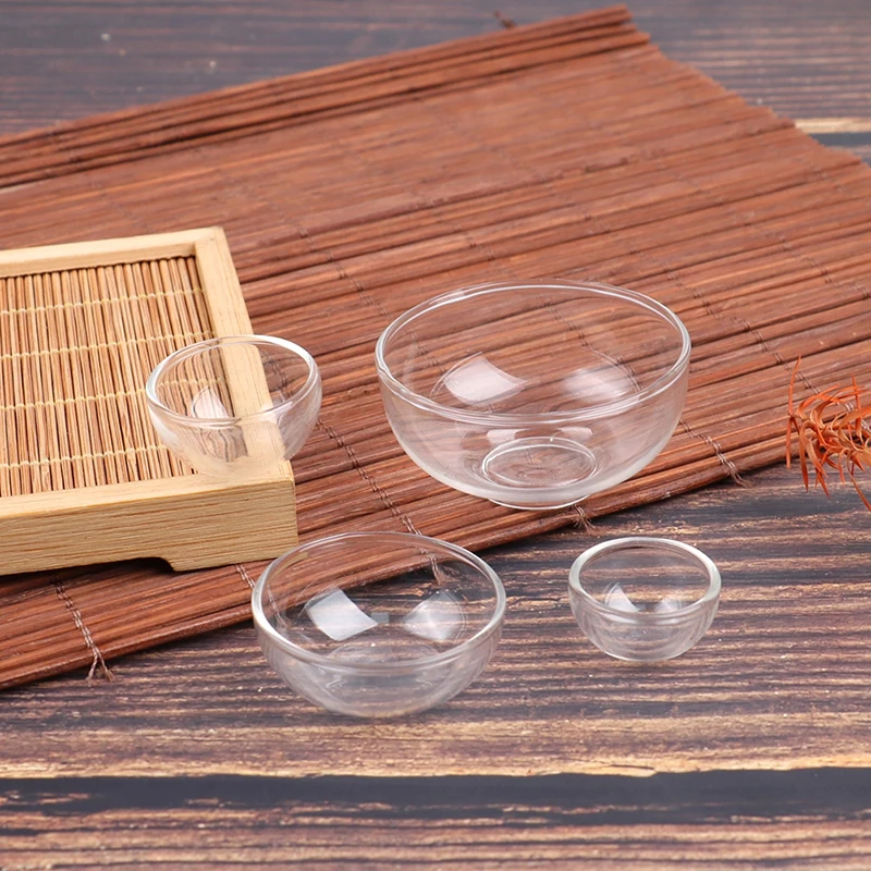 

1:12 зеркальная Стеклянная чаша для кукольного домика, Салатница, тарелка для супа, тарелка для конфет, кухонная модель, декоративная игрушка