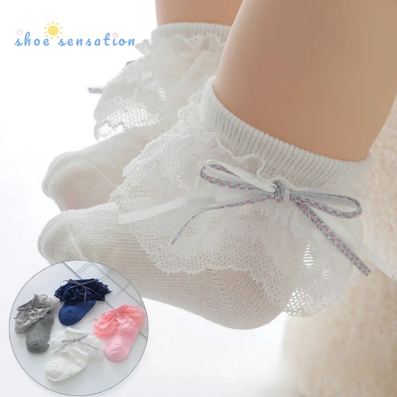 Spring/Summer Korean Fashion Lace Cute Lace Bow Baby Princess Wind Breathable Comfortable Cotton Solid Color Socks BR205