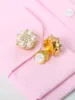 2pcs Faux Pearl Rhinestone Shirt Buttons Button Cover Cufflinks Button Pins for Ladies Clothing Accessories, Holiday Gift 4