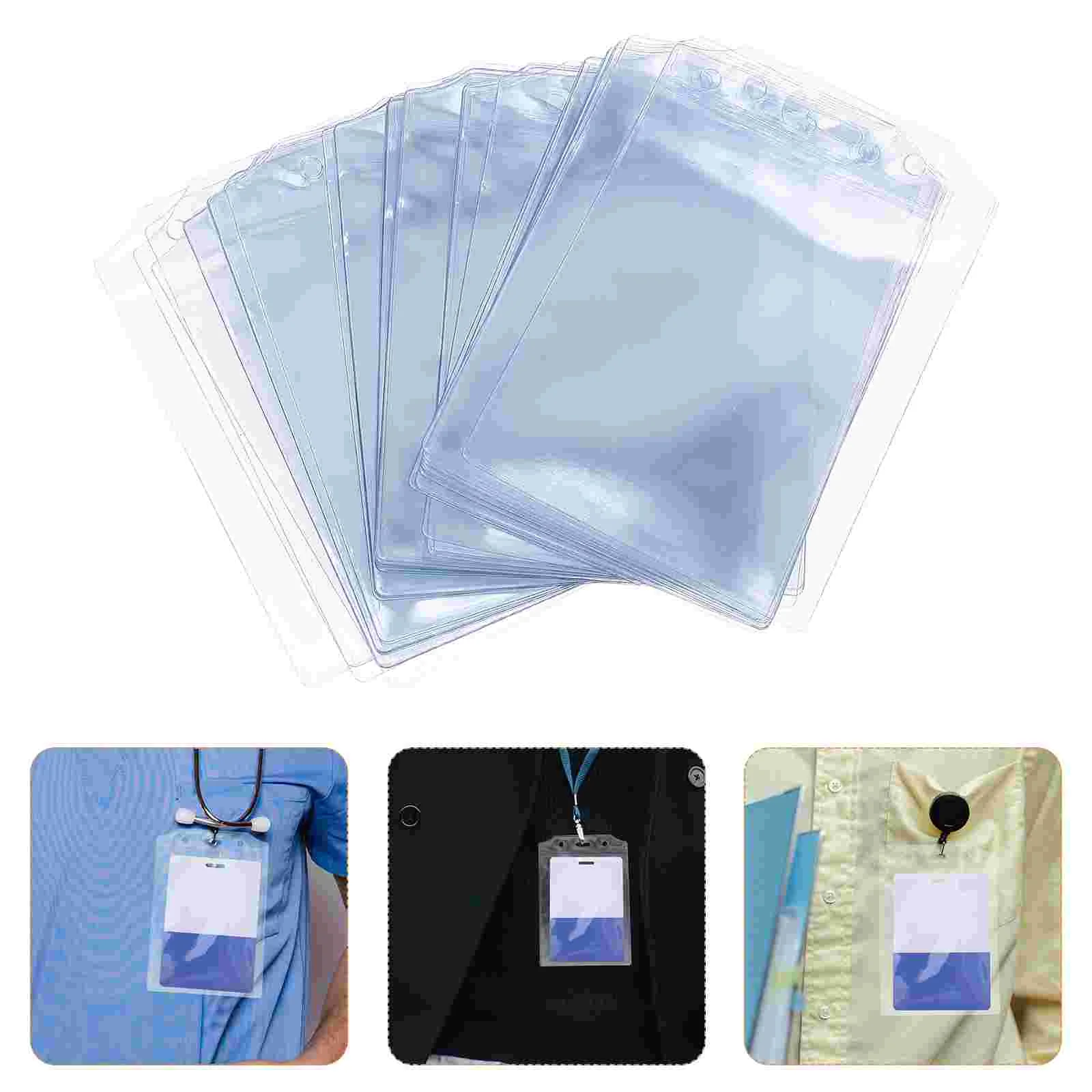 50pcs ID Badge Holder Clear Holder Transparent Protector Clear Badge Protector Cover Sleeve Credit Badge Cover