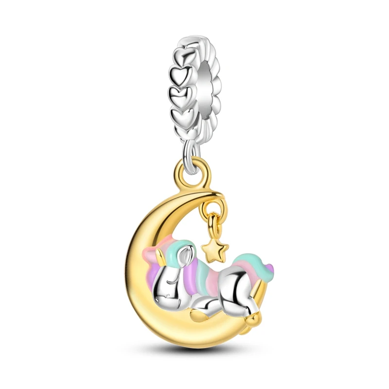 

Vivid S925 Sterling Silver Colored Unicorn Dream Charm Fit Pandora Bracelet Women's Party Jewelry Accessories Birthday Gift
