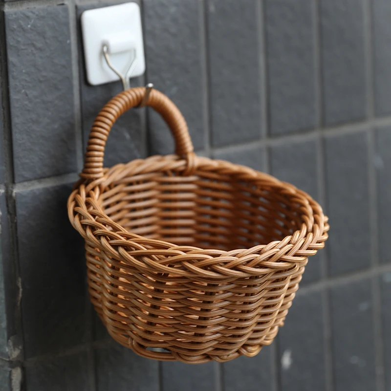 Storage basket woven hanging portable wall desktop kitchen